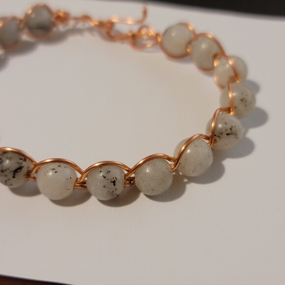 Copper Labradorite Wire Wrapped Bracelet - Picture 4 of 6